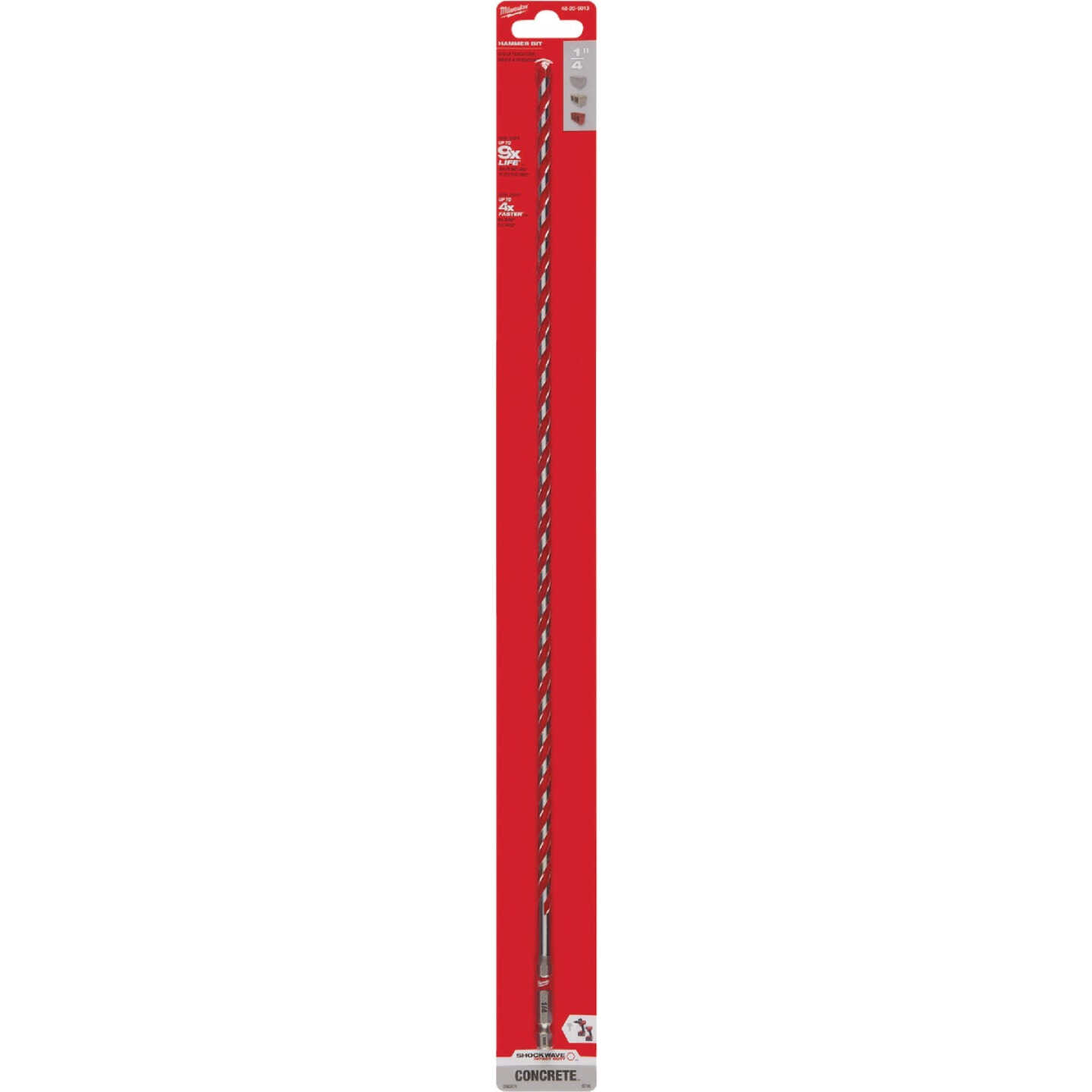 Milwaukee SHOCKWAVE 1/4 In. x 18 In. Impact Duty Masonry Carbide Hammer Drill Bit Image 7