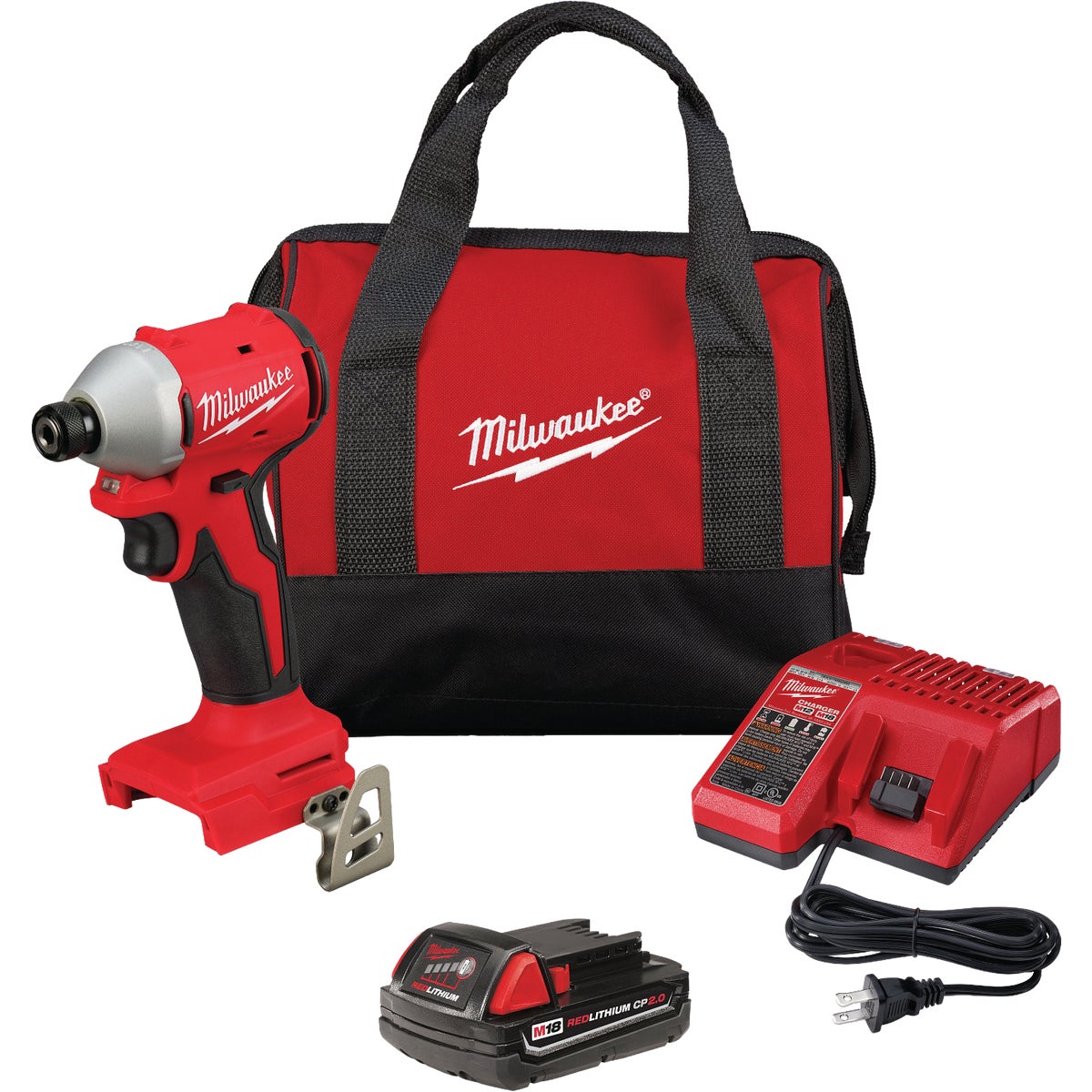 Milwaukee M18 1/4 In. Brushless Cordless Compact Hex Impact Driver Kit with CP2.0 Battery & Charger