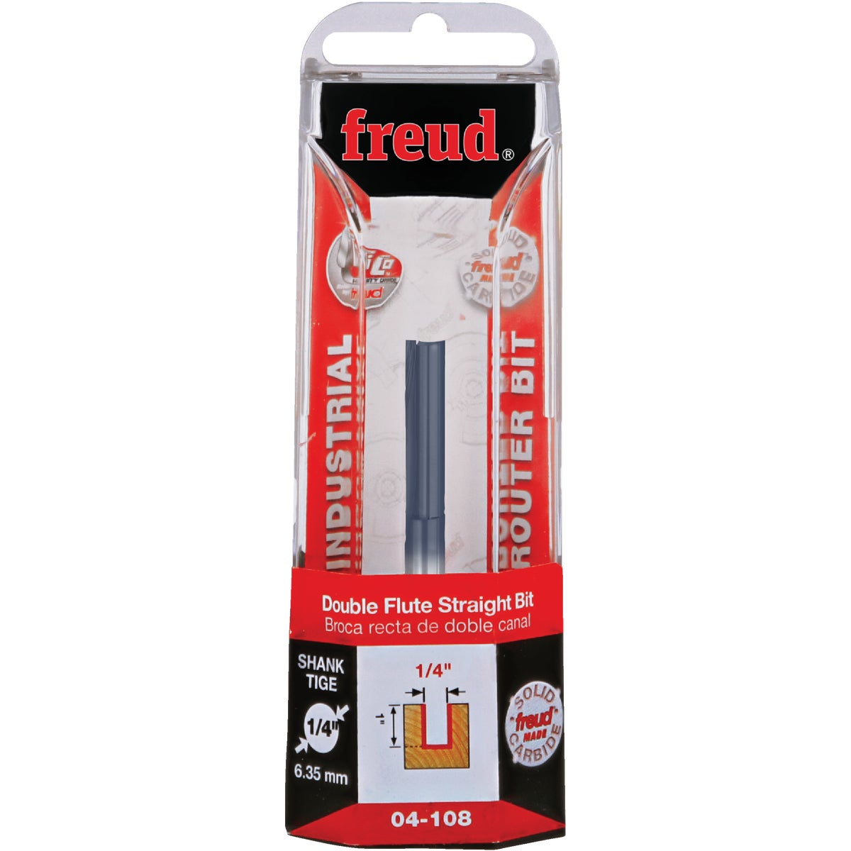 Freud 1/4 In. x 1 In. Double Flute Straight Router Bit