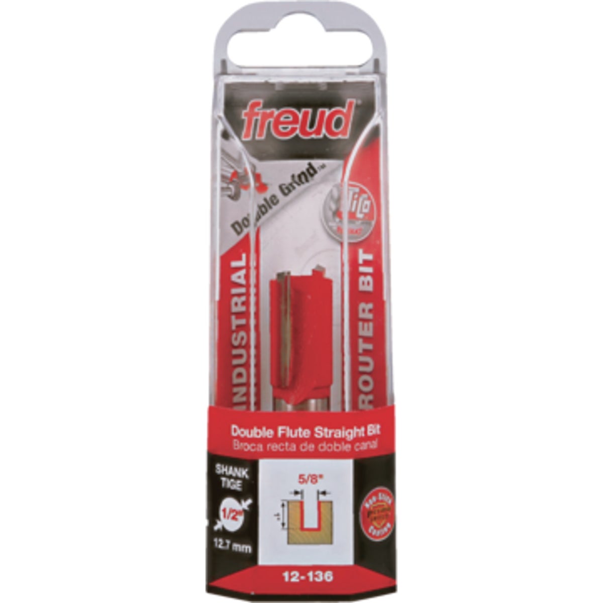 Freud 5/8 In. x 1 In. Double Flute Eclipse Grind Straight Router Bit Image 1