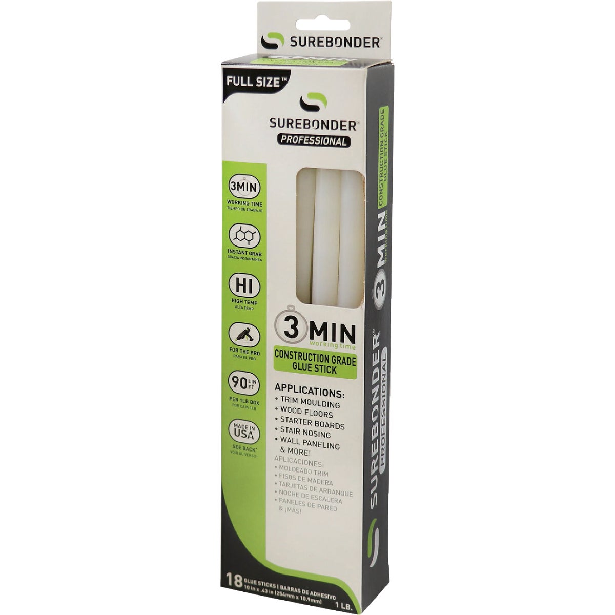 Surebonder 10 In. High Temperature Clear Construction Glue Sticks (18-Pack) Image 2