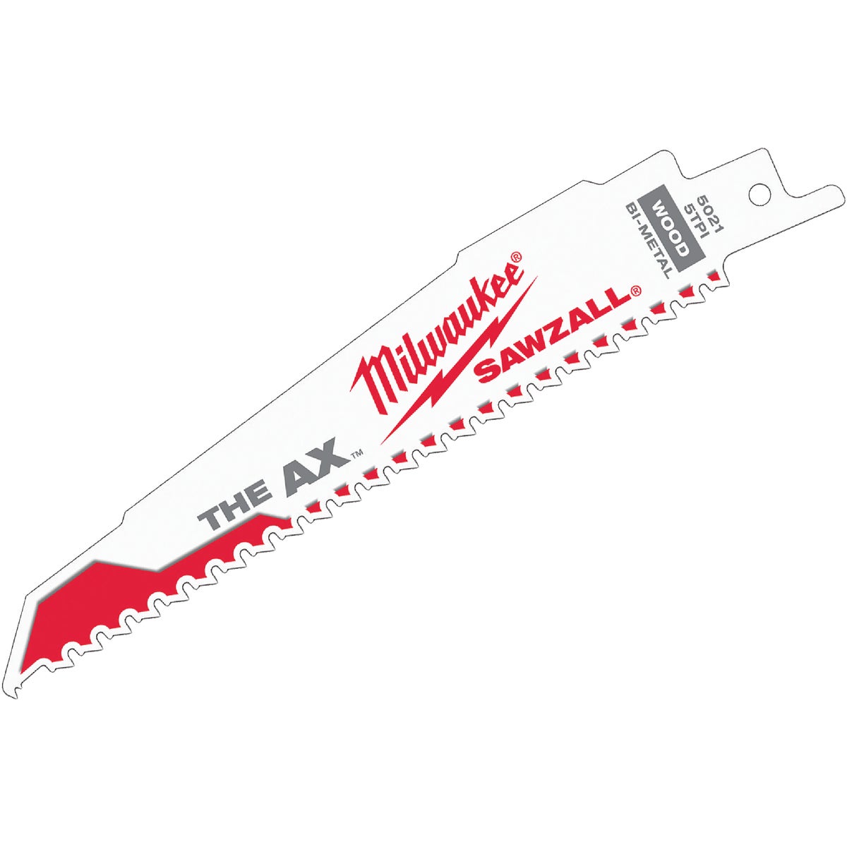Milwaukee SAWZALL The AX 6 In. 5 TPI Wood with Nails Demolition Reciprocating Saw Blade (5-Pack) Image 1