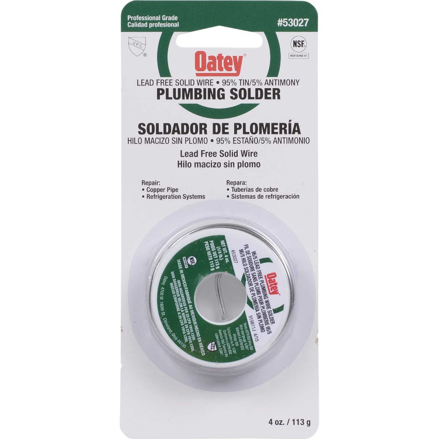 Oatey 1/4 Lb. 95/5 Wire Solder Image 1