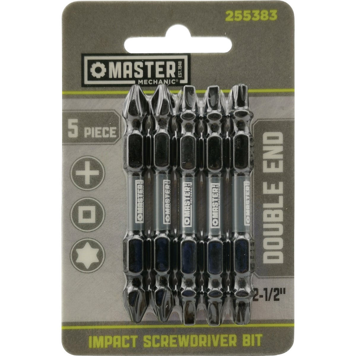 Master Mechanic Double-End Impact Screwdriver Bit Set (5-Piece)