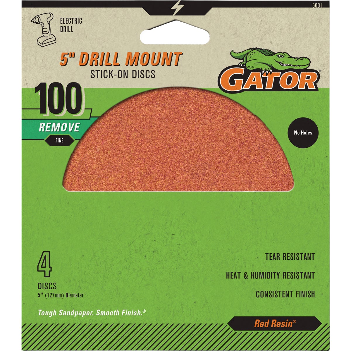 Gator 5 In. 100-Grit Aluminum Oxide Stick-On Sanding Disc (4-Pack)