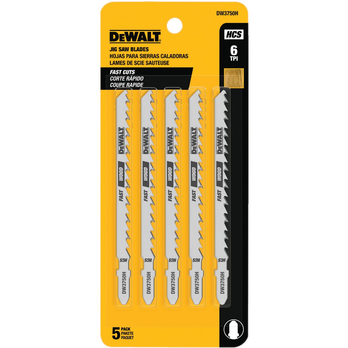 DeWalt 4 In. x 6 TPI T-Shank HCS Jig Saw Blade for Fast Wood (5-Pack) Image 2