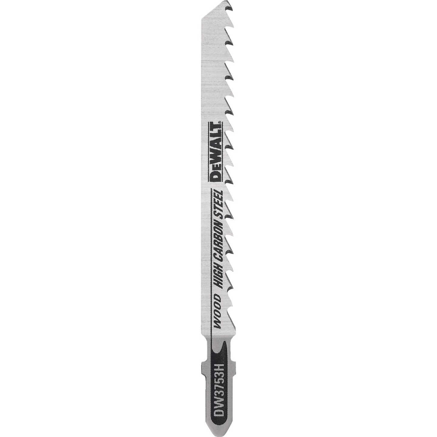 DeWalt 4 In. x 6 TPI T-Shank HCS Jig Saw Blade for Fast & Clean Wood (5-Pack) Image 1