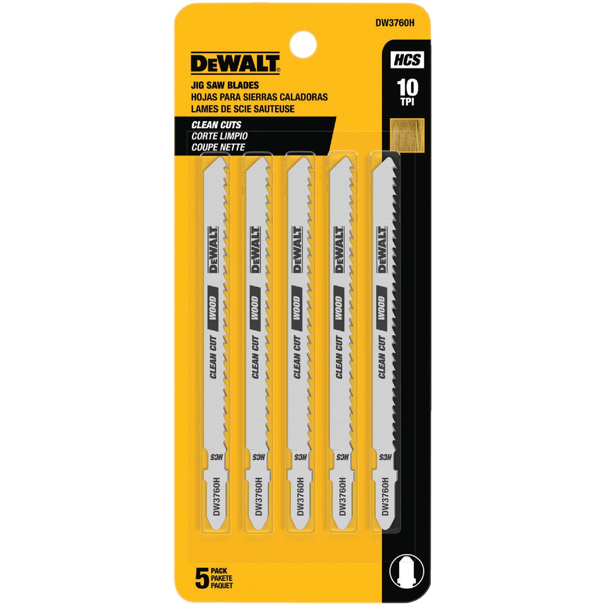 DeWalt 4 In. x 10 TPI T-Shank HCS Jig Saw Blade for Fine Finish Wood (5-Pack) Image 2