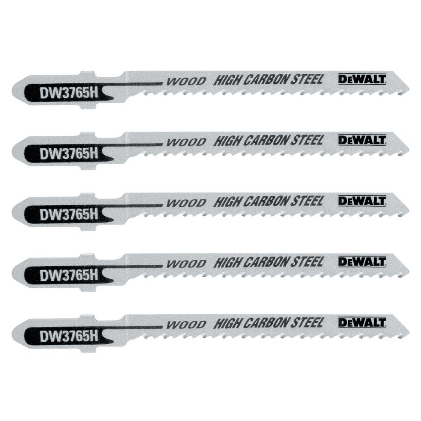 DeWalt 3 In. x 12 TPI T-Shank HCS Jig Saw Blade for Scroll Cut Wood (5-Pack) Image 1
