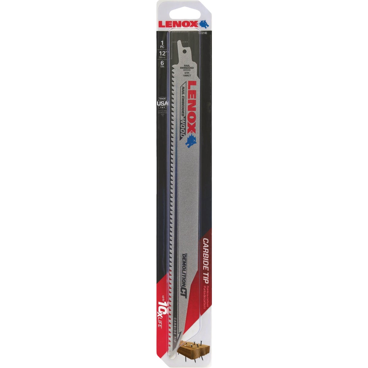 Lenox 12 In. 6 TPI Carbide Demolition Reciprocating Saw Blade Image 3