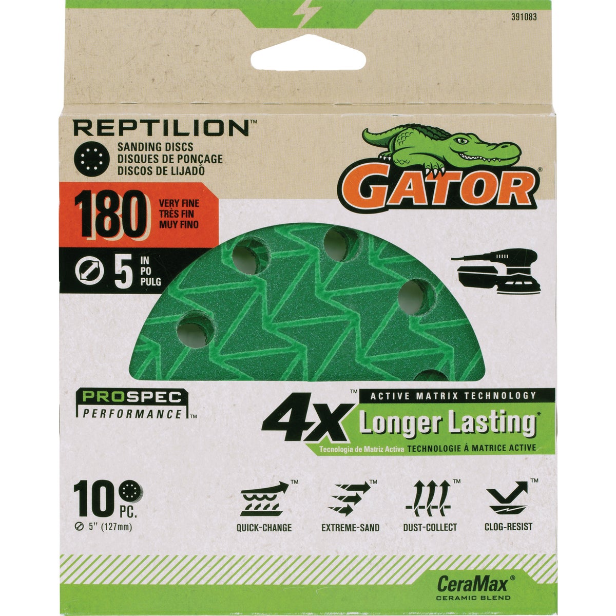 Gator Reptilian 5 In. 8-Hole 220-Grit Sanding Disc (10-Pack) Image 1
