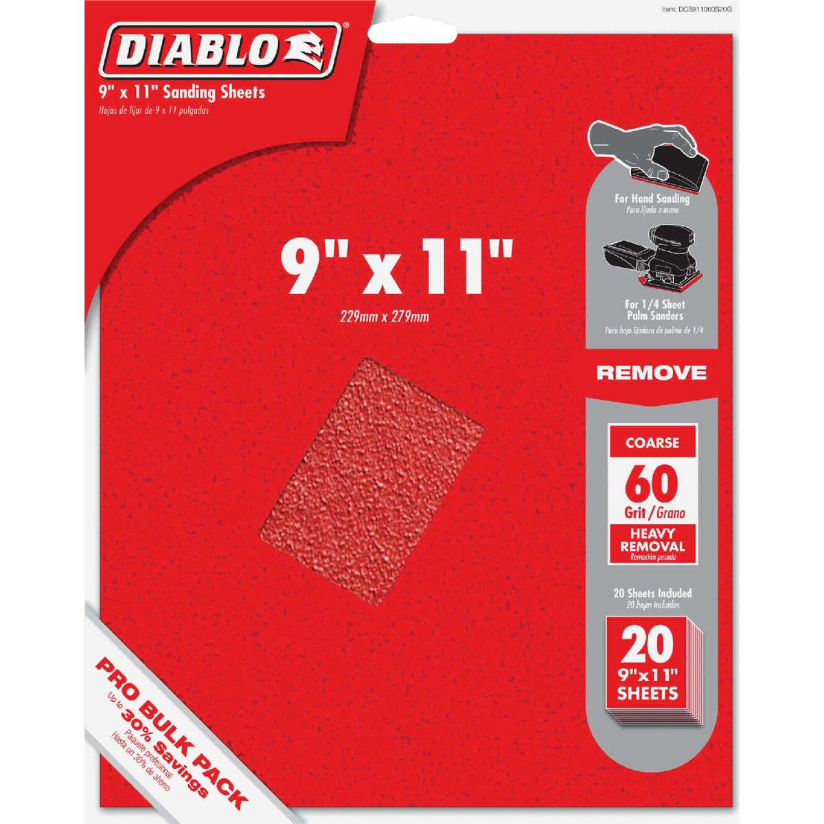 Diablo 9 In. x 11 In. 60 Grit Ultra Coarse Sandpaper (20-Pack) Image 1