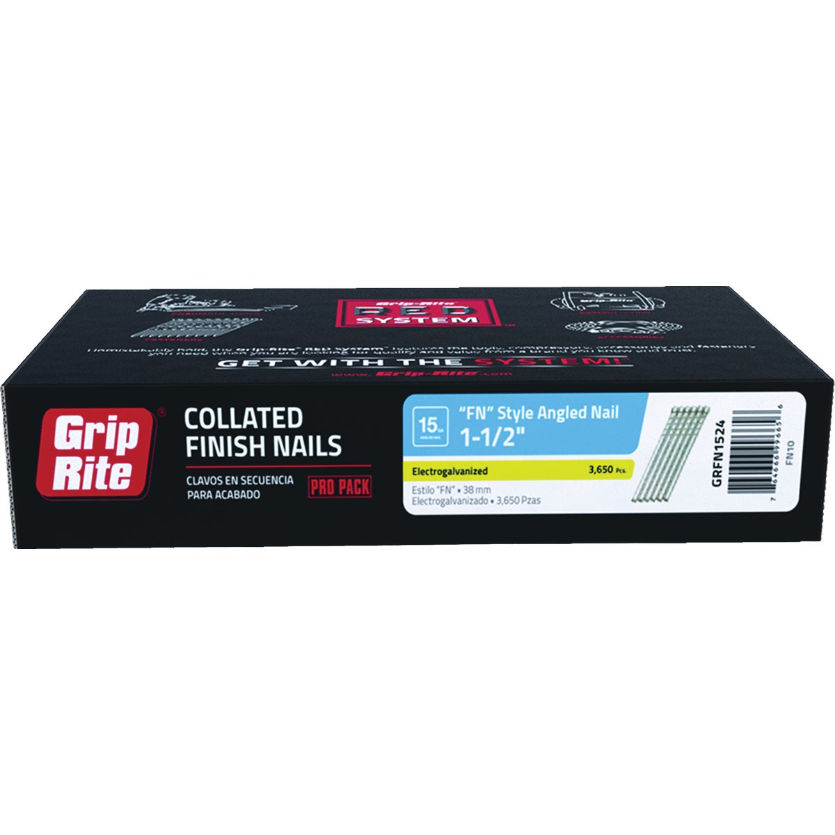 Grip-Rite 1-1/2 In. 15 ga Electrogalvanized FN-Style Collated Finishing Nail (3650-Count)