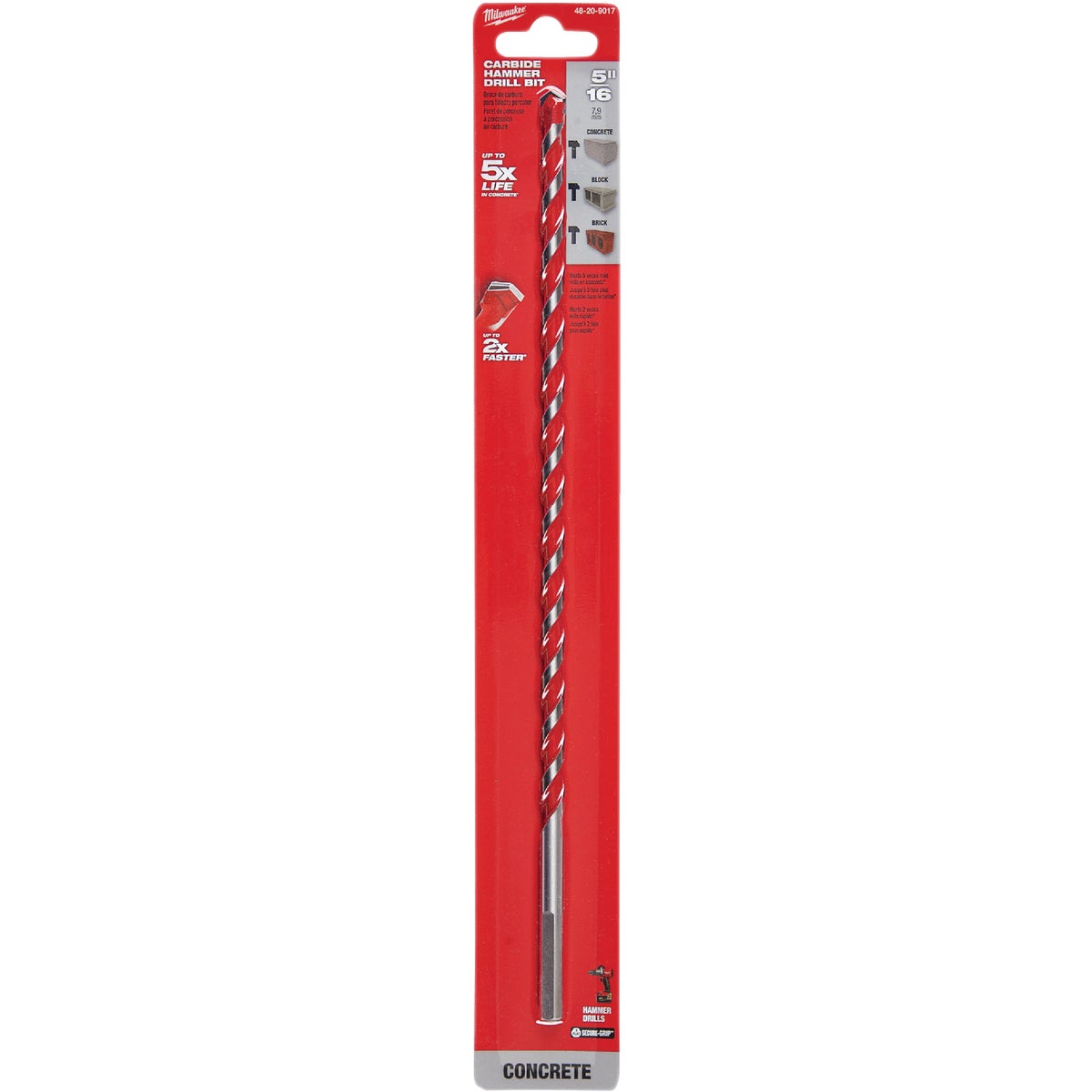 Milwaukee SHOCKWAVE 5/16 In. x 12 In. Impact Duty Masonry Carbide Hammer Drill Bit Image 1