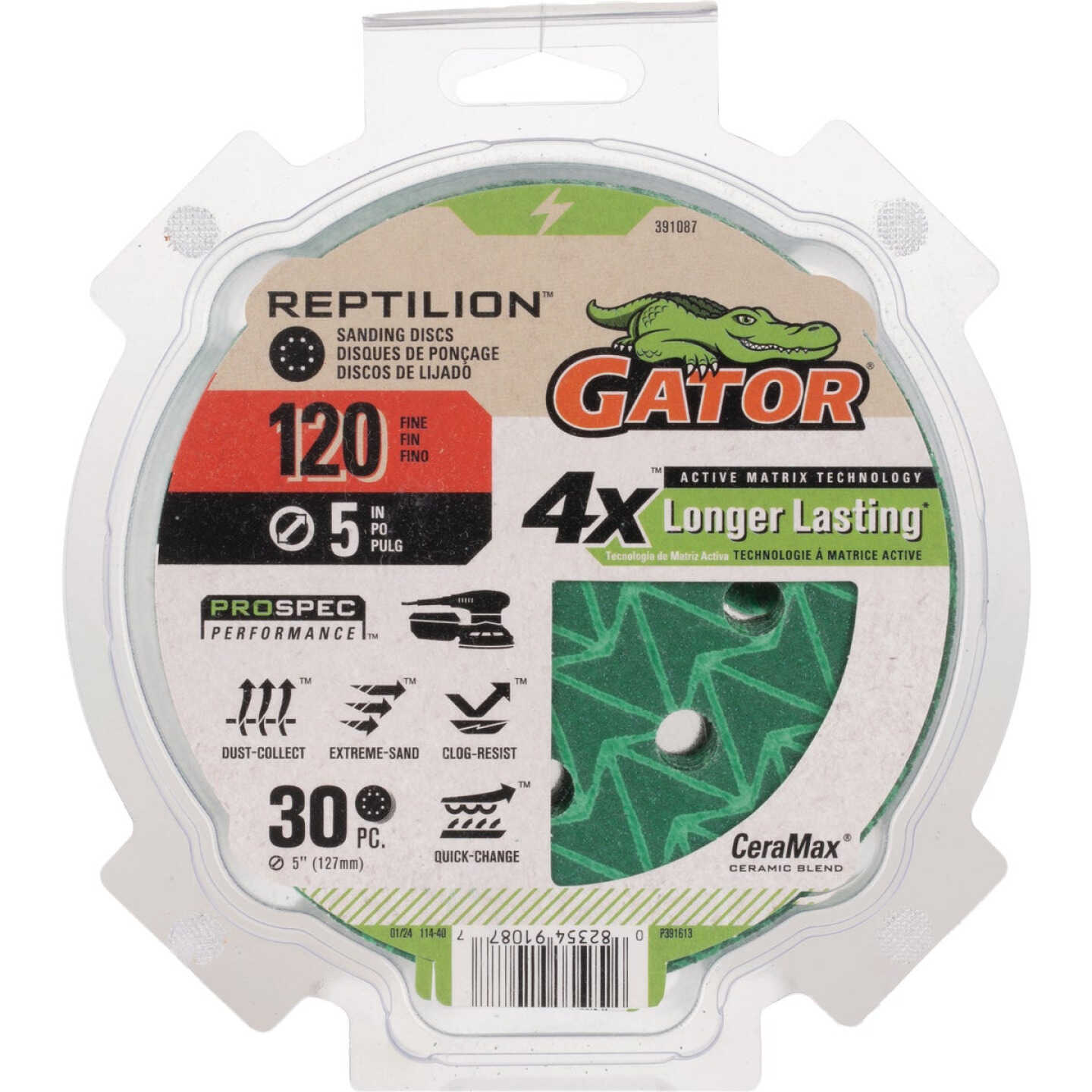 Gator Reptilian 5 In. 8-Hole 120-Grit Sanding Disc (30-Pack) Image 1