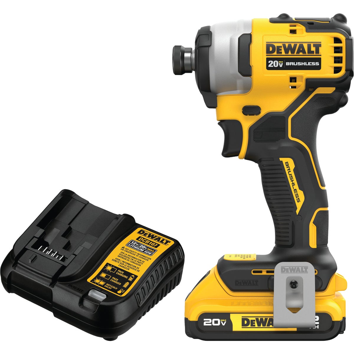 DEWALT ATOMIC 20V MAX Brushless 1/4 In. Compact Cordless Impact Driver Kit with 2.0 Ah Battery & Charger