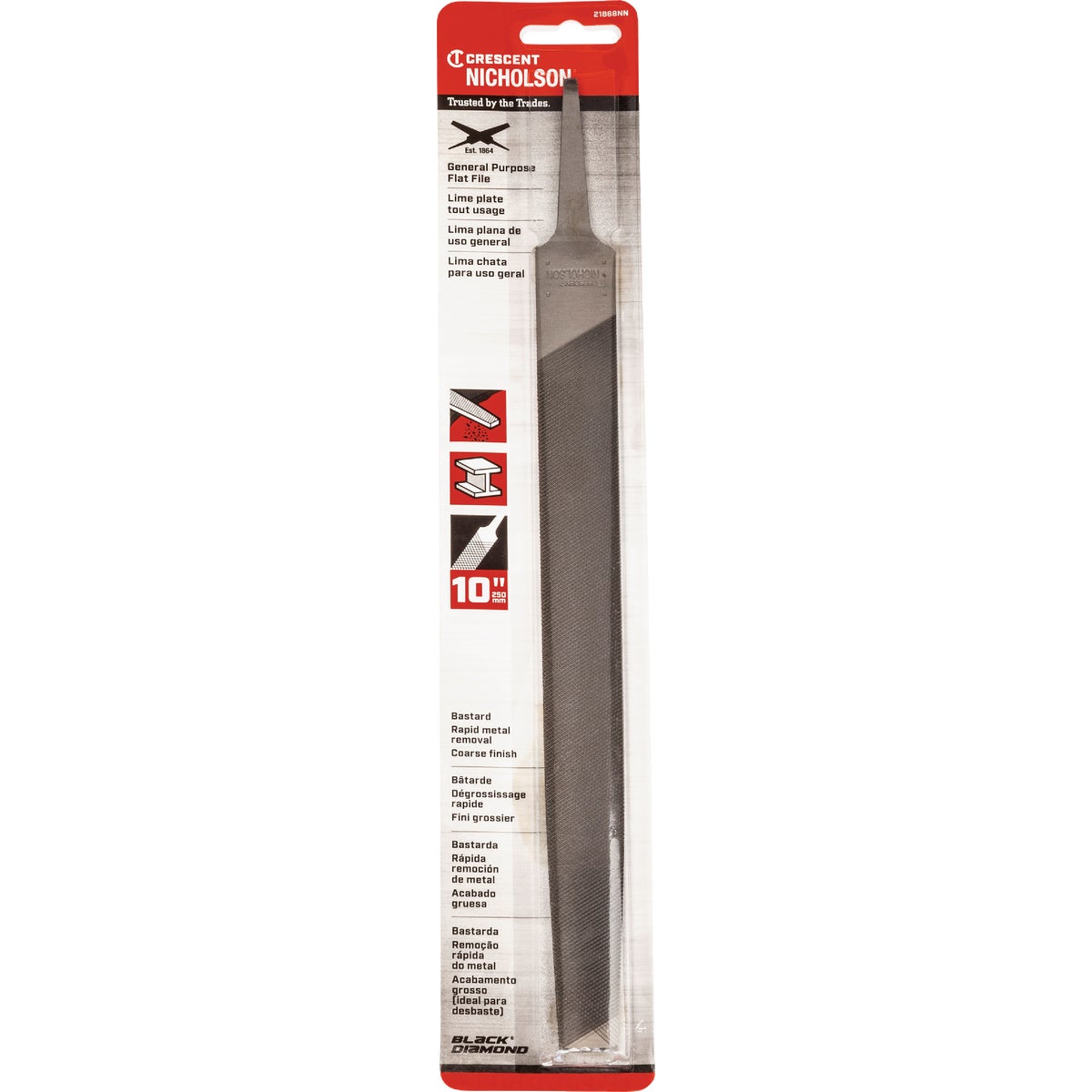 Crescent Nicholson 10 In. Double-Cut Flat Bastard File Image 2