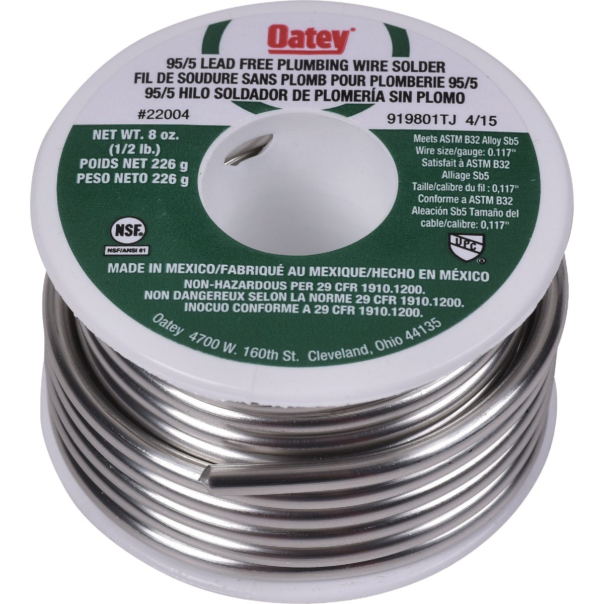 Oatey 1/2 Lb. 95/5 Wire Solder