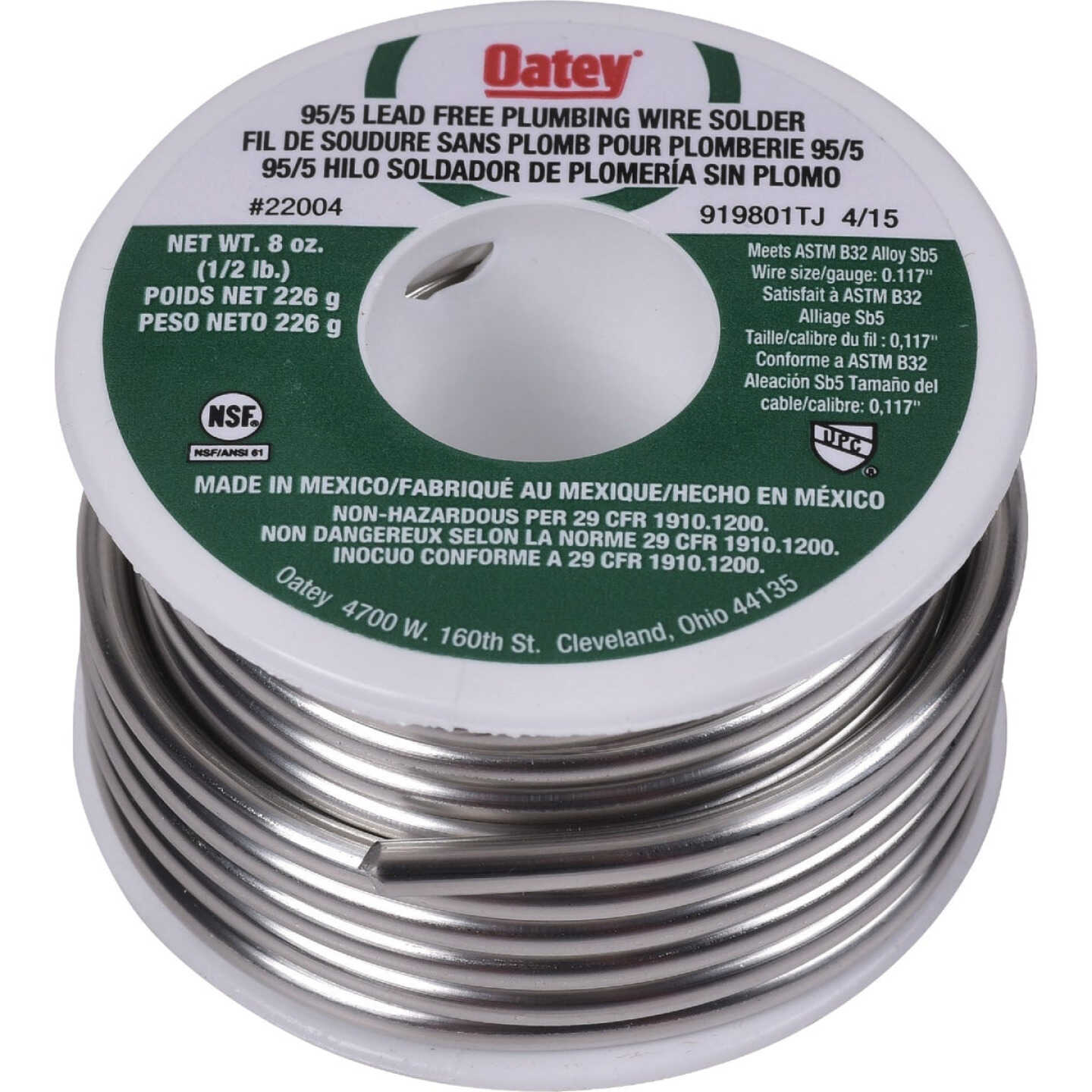 Oatey 1/2 Lb. 95/5 Wire Solder Image 1
