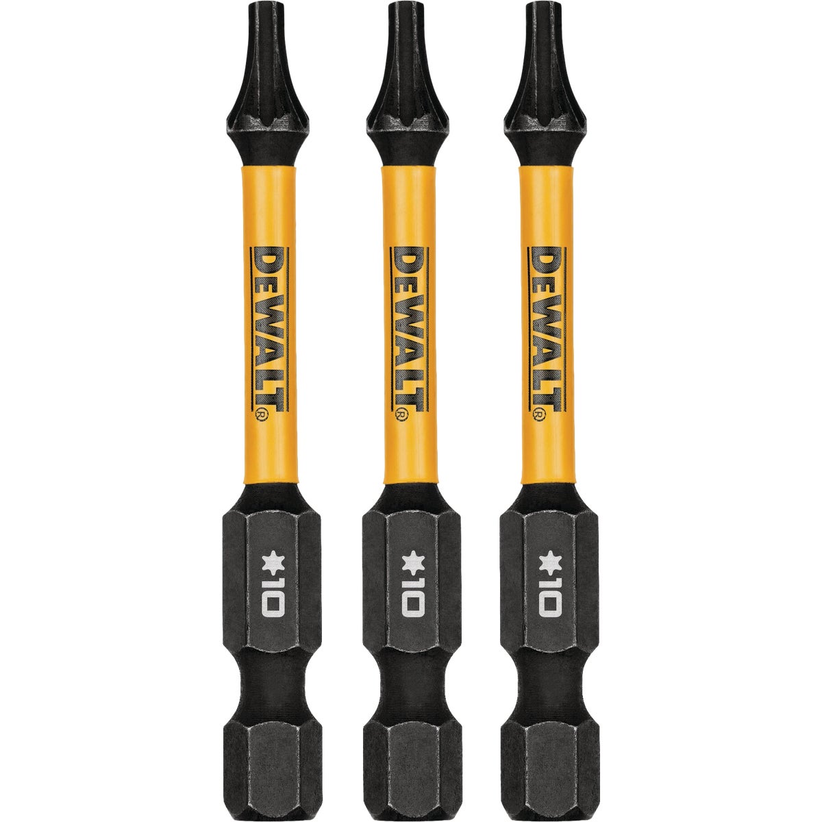DEWALT Elite Series FlexTorq 2.25 In. T10 Torx Impact Screwdriver Bit (3-Pack)