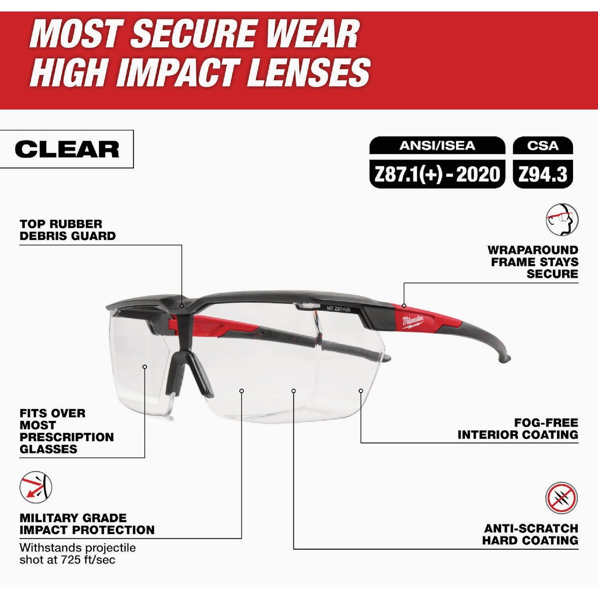 Milwaukee Over the Glasses with Clear Dual Coat Lenses Image 2