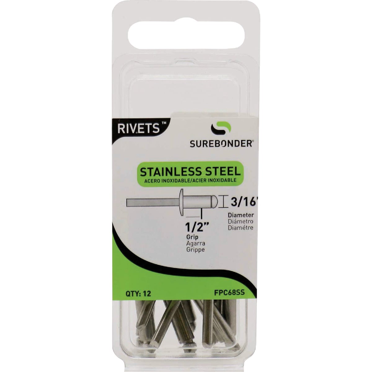 Surebonder 3/16 In. x 1/2 In. Stainless Steel Rivet (12-Pack)