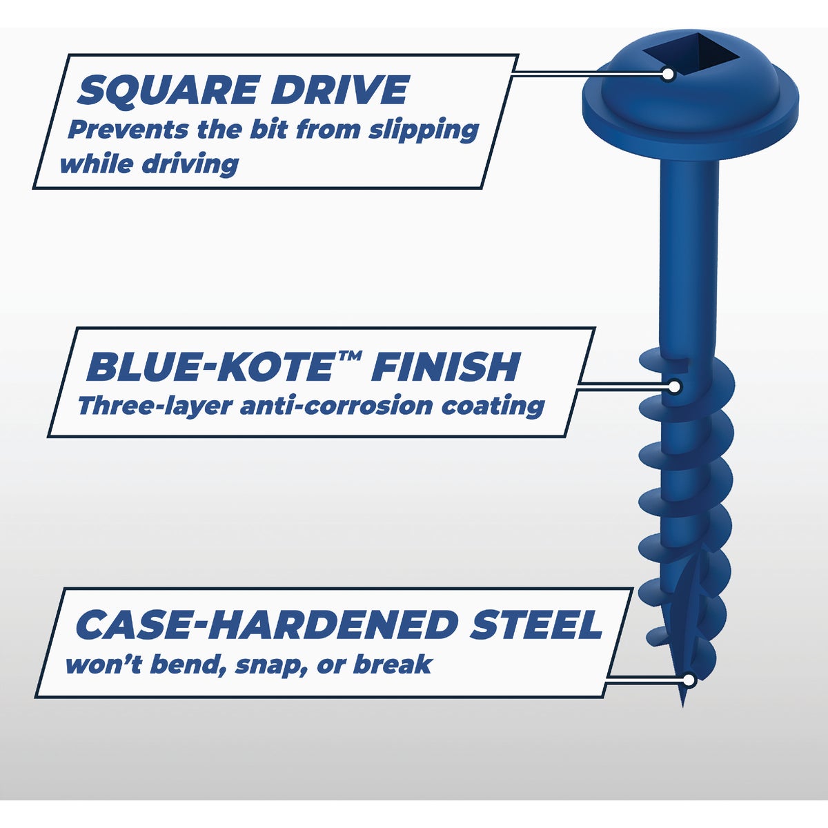 Kreg Blue-Kote #8 x 2-1/2 In. Square Coarse Thread Maxi-Loc Head Pocket-Hole Screw (125 Ct.) Image 3