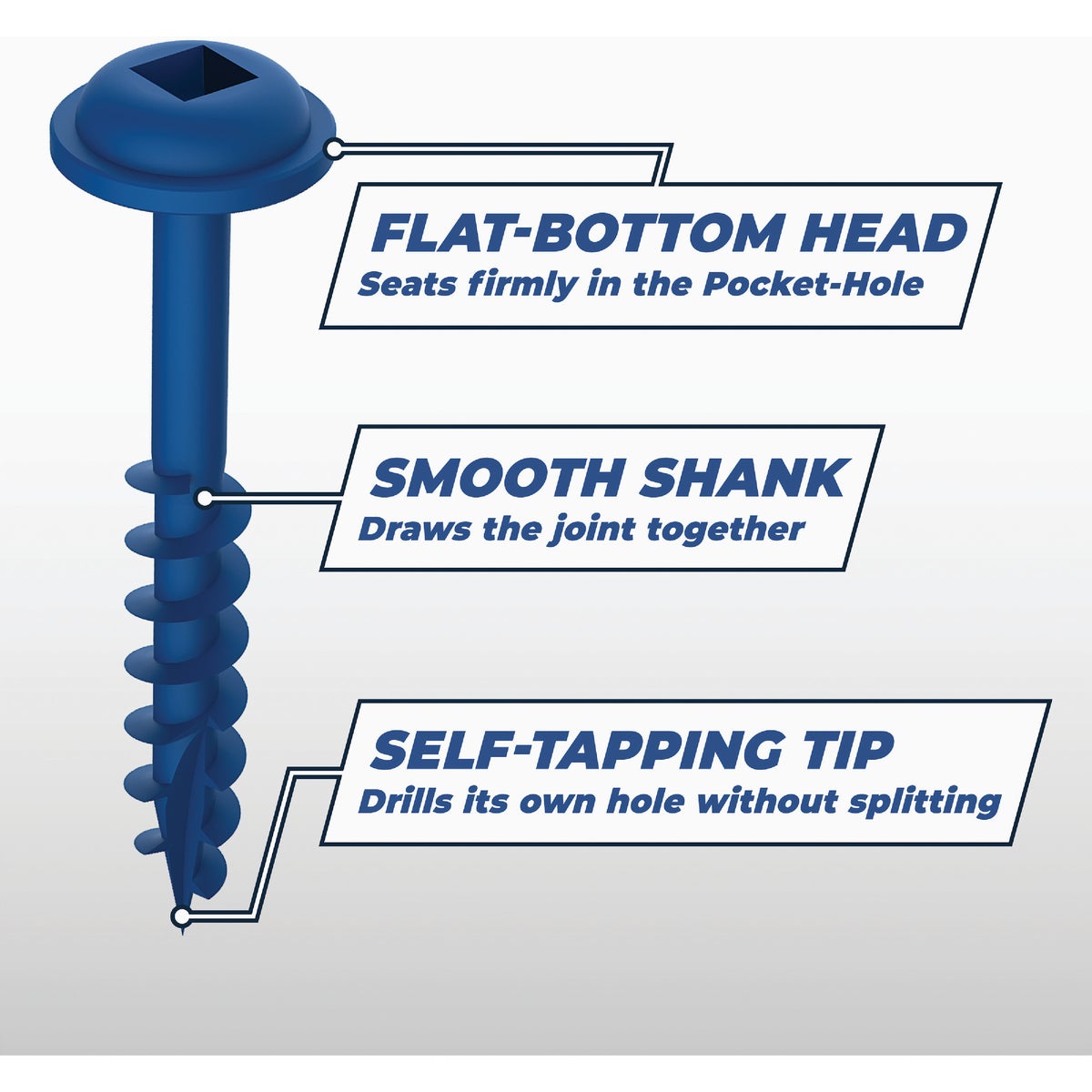 Kreg Blue-Kote #8 x 2-1/2 In. Square Coarse Thread Maxi-Loc Head Pocket-Hole Screw (125 Ct.) Image 4
