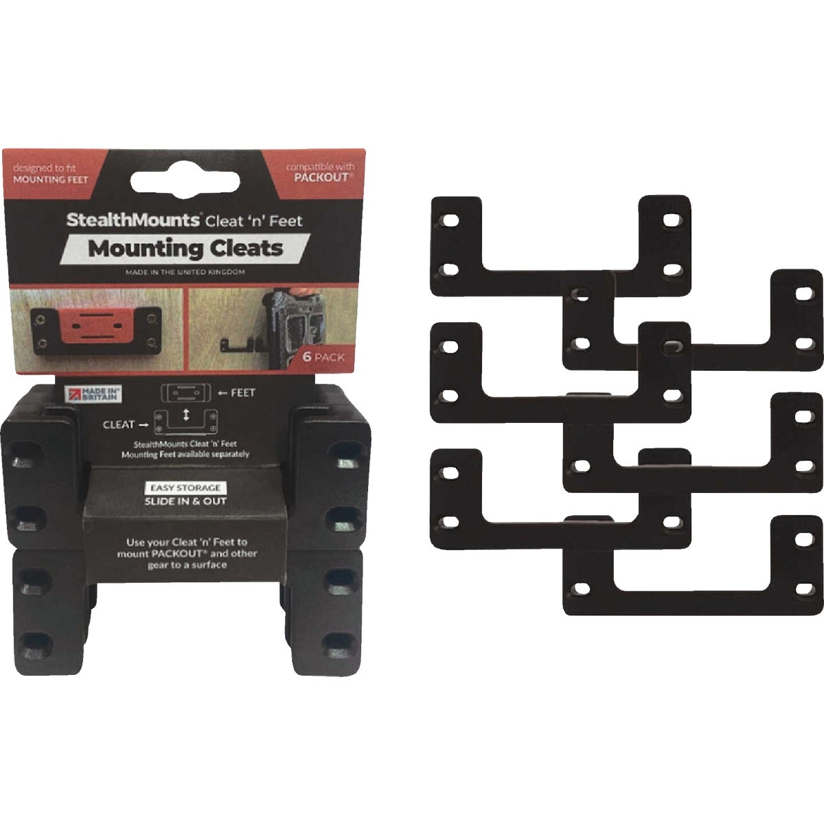 StealthMounts Cleat n' Feet Mounting Cleats Compatible with Milwaukee PACKOUT (6-Pack)