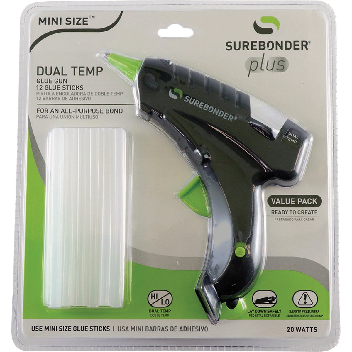 Surebonder 20W Dual Temperature Mini Glue Gun Kit with (12) Mini Glue Sticks Image 3