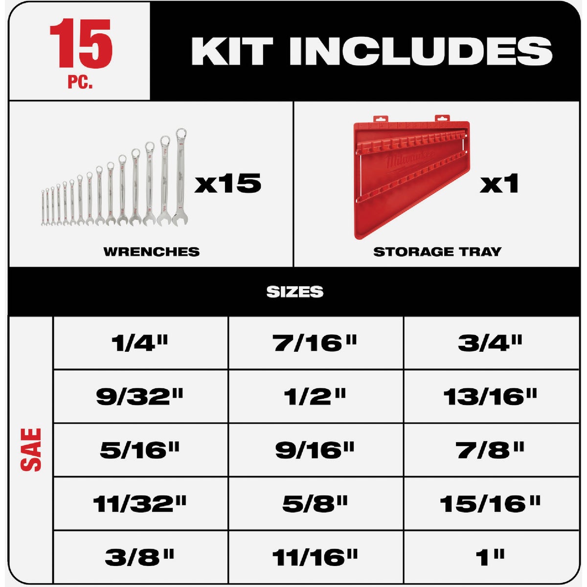 Milwaukee Standard 12-Point Combination Wrench Set (15-Piece) Image 2