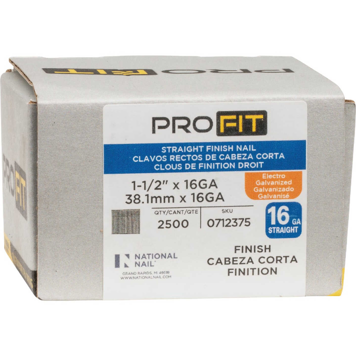 Pro-Fit 1-1/2 In. 16 Gauge Electro Galvanized Straight Finish Nail (2500 Ct.) Image 2