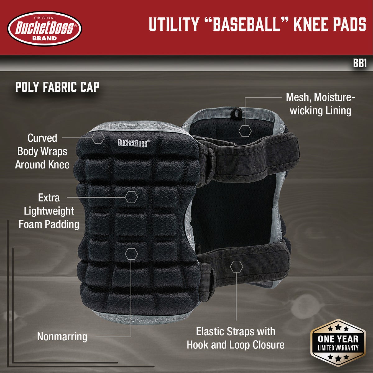 Bucket Boss Utility Baseball Kneepads Image 2