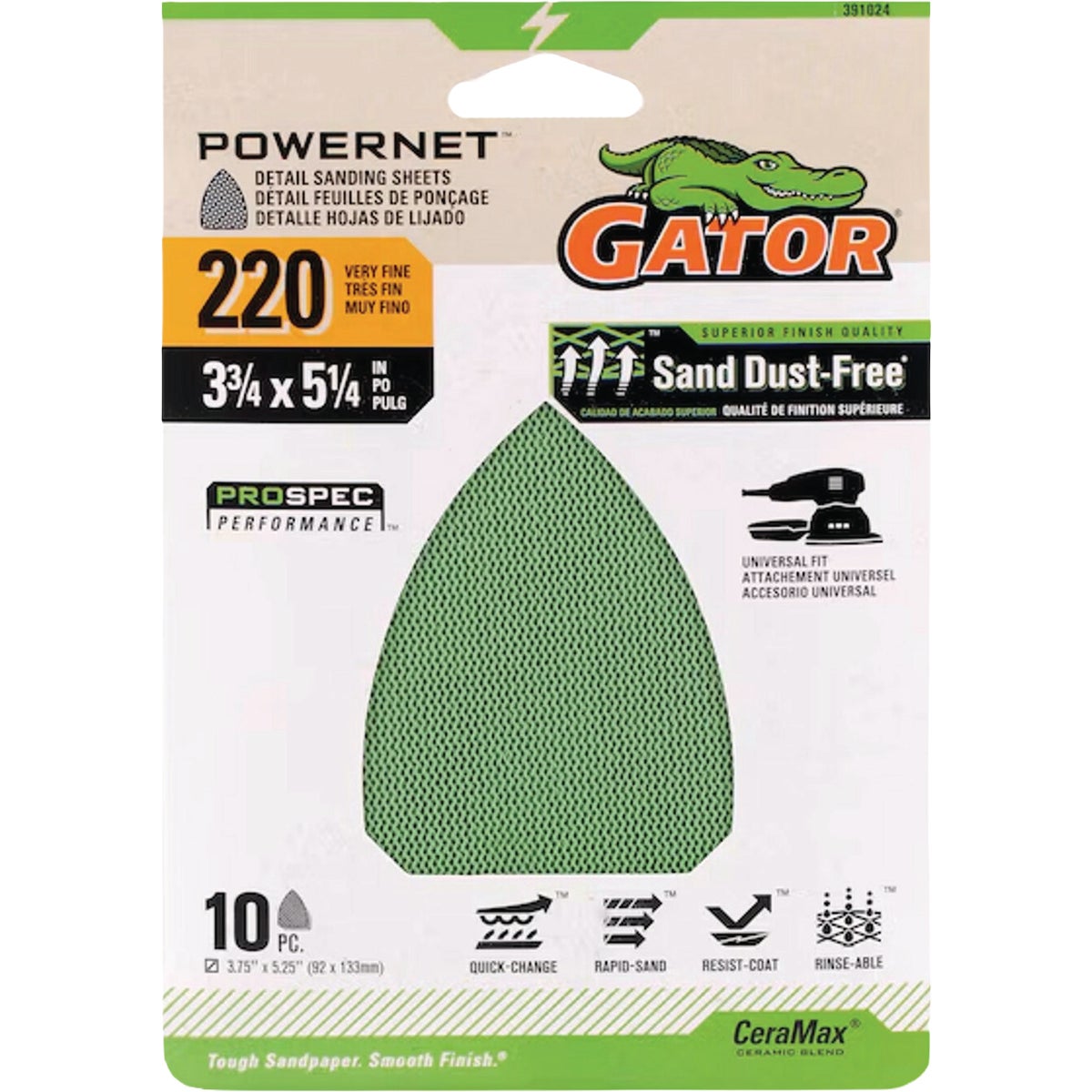 Gator 220-Grit Mesh Mouse Sandpaper Sheet (10-Pack)