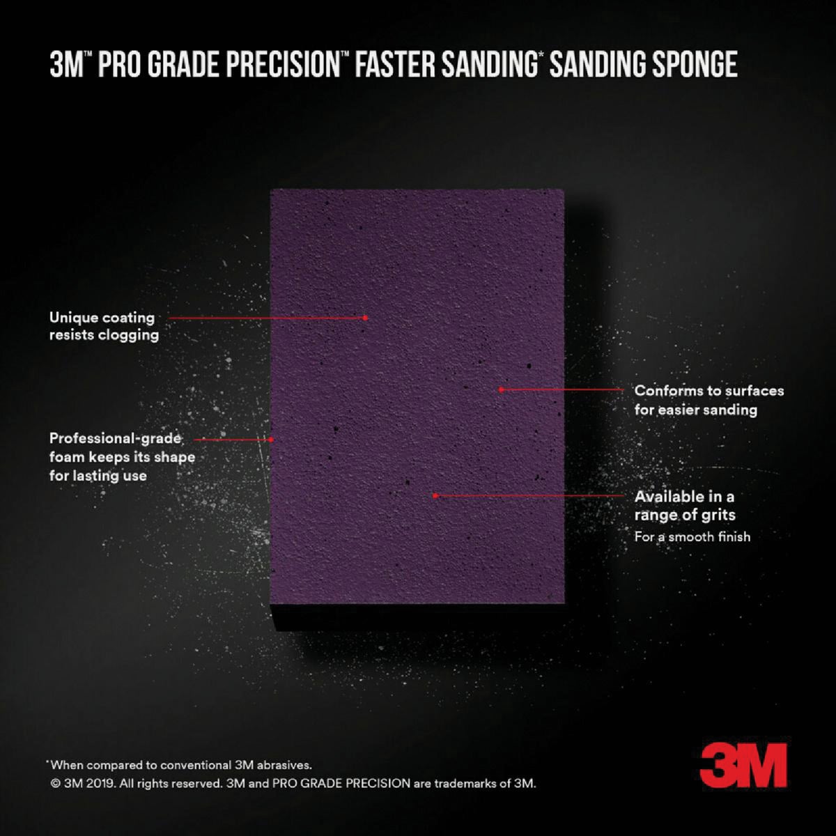 3M Pro Grade Precision 2.5 In. x 4.5 In. x 1 In. 180 Grit Fine Sanding Sponge Image 2