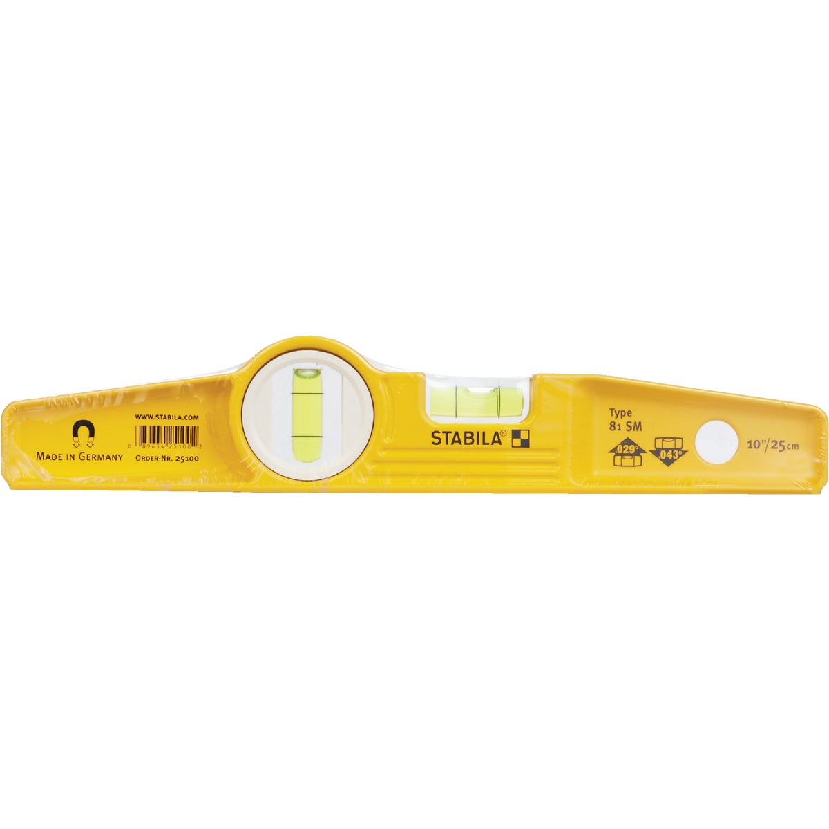 Stabila 10 In. Aluminum Rare Earth Magnetic Torpedo Level Image 2