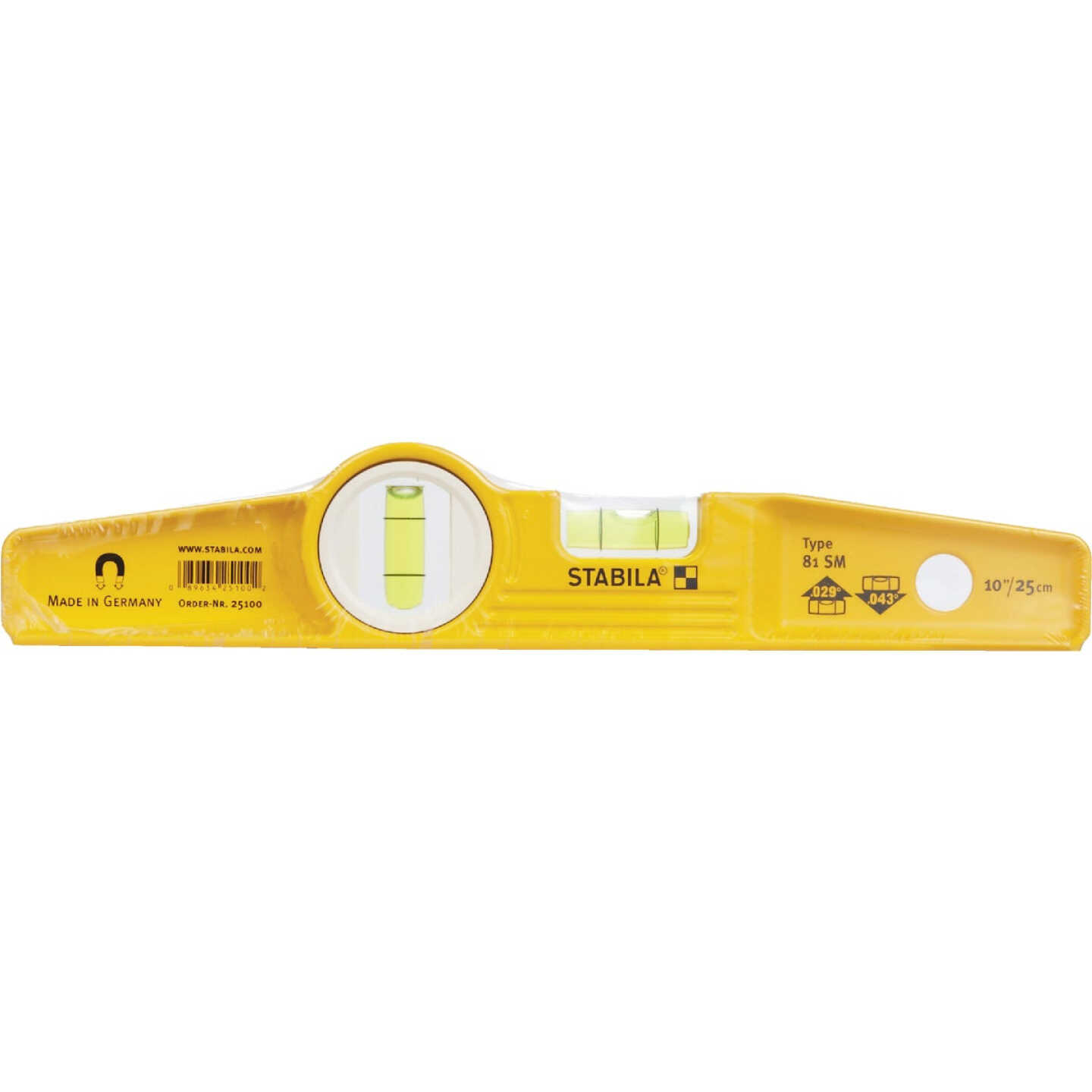 Stabila 10 In. Aluminum Rare Earth Magnetic Torpedo Level Image 2