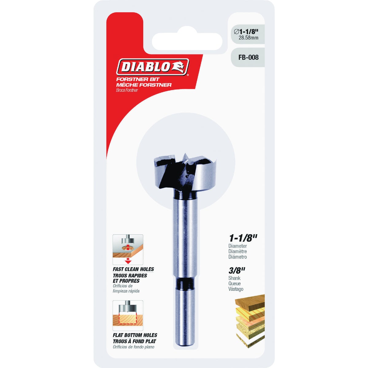 Diablo 1-1/8 In. x 3-1/2 In. HSS Forstner Drill Bit
