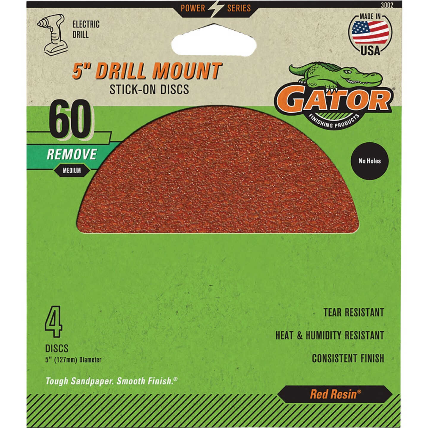 Gator 5 In. 60-Grit Aluminum Oxide Stick-On Sanding Disc (4-Pack) Image 1