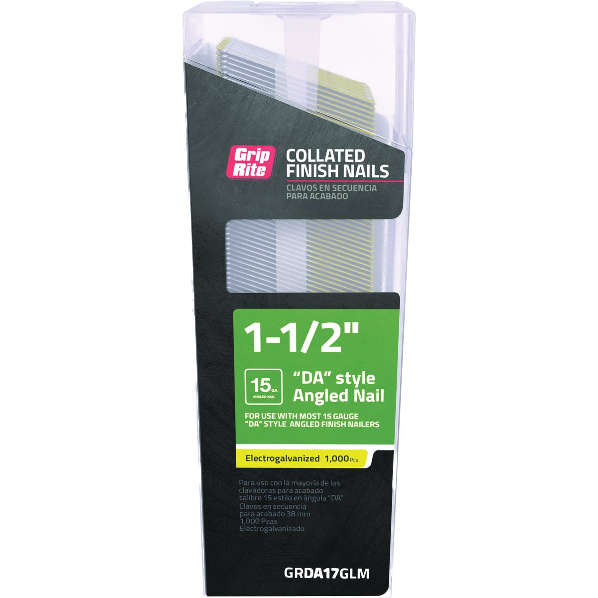 Grip-Rite 1-1/2 In. 15 ga Electrogalvanized DA-Style Collated Finishing Nail (1000-Count)