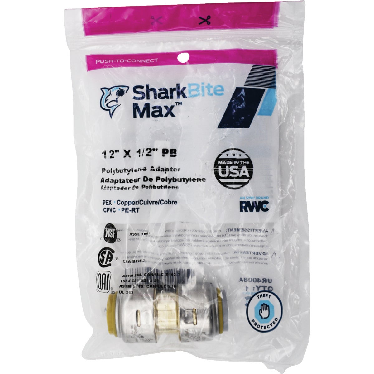 SharkBite 1/2 In. x 1/2 In. Push-to-Connect Polybutylene Conversion Coupling Image 6