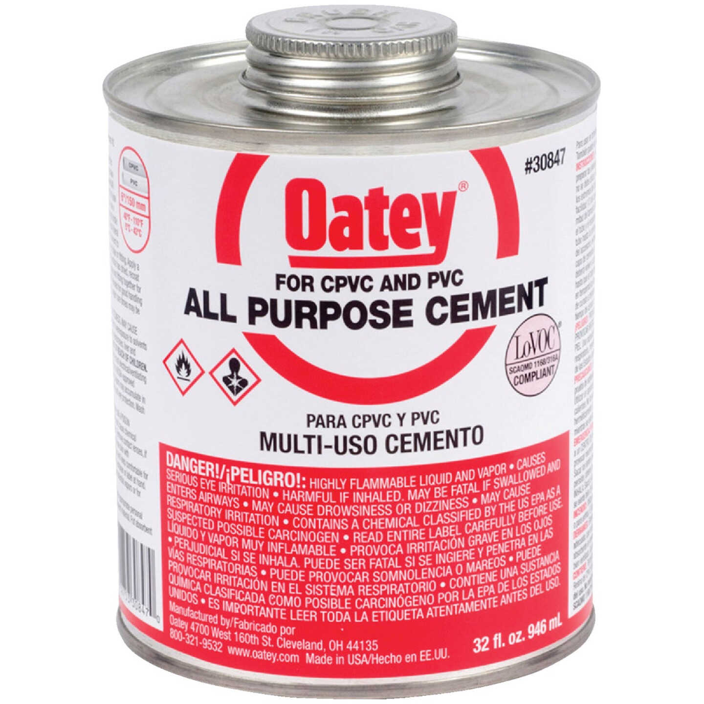 Oatey 32 Oz. Heavy Bodied Clear Multi Purpose Cement CPVC and PVC Image 1