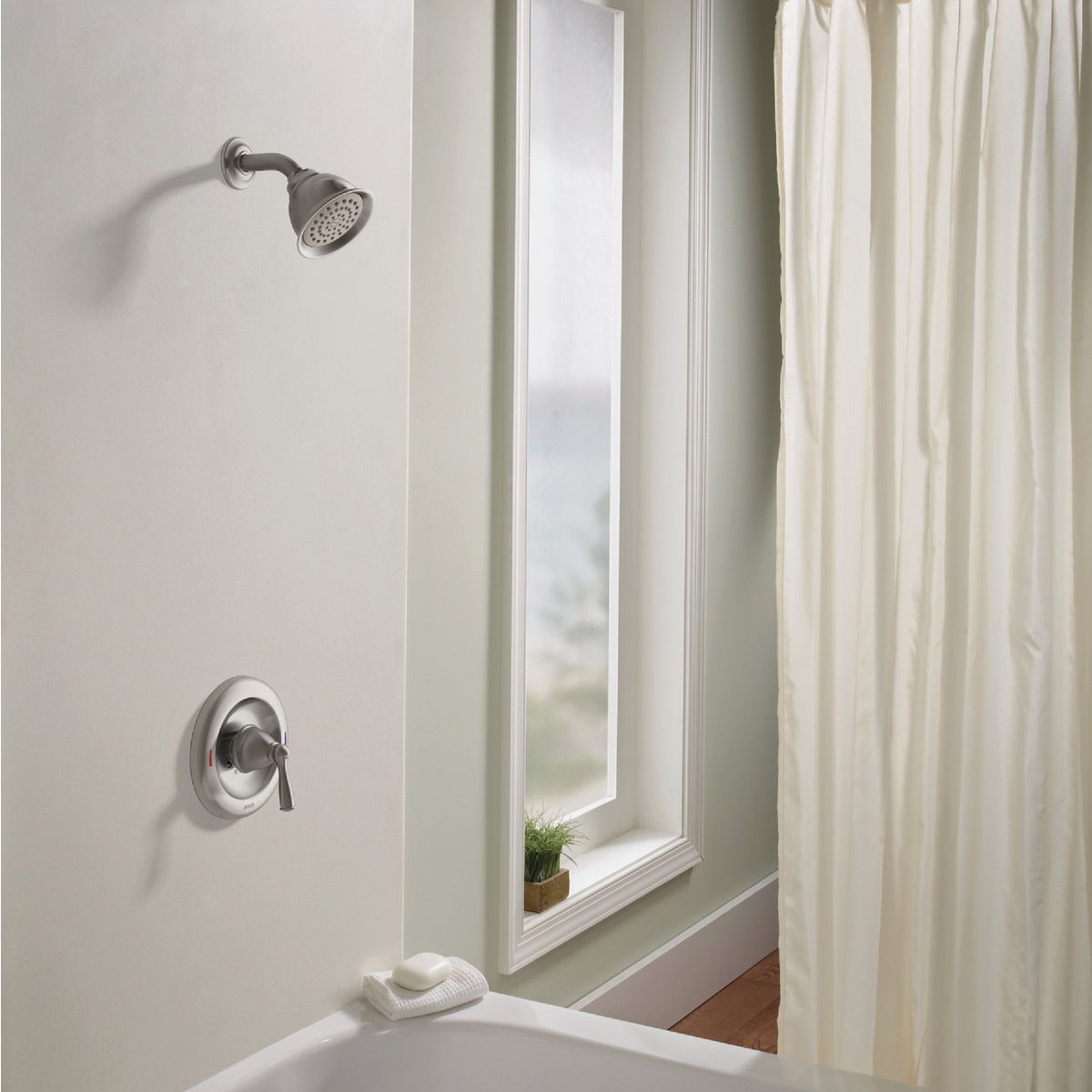Moen Banbury Posi-Temp 1-Handle Lever Shower Faucet, Spot Resist Brushed Nickel Image 2