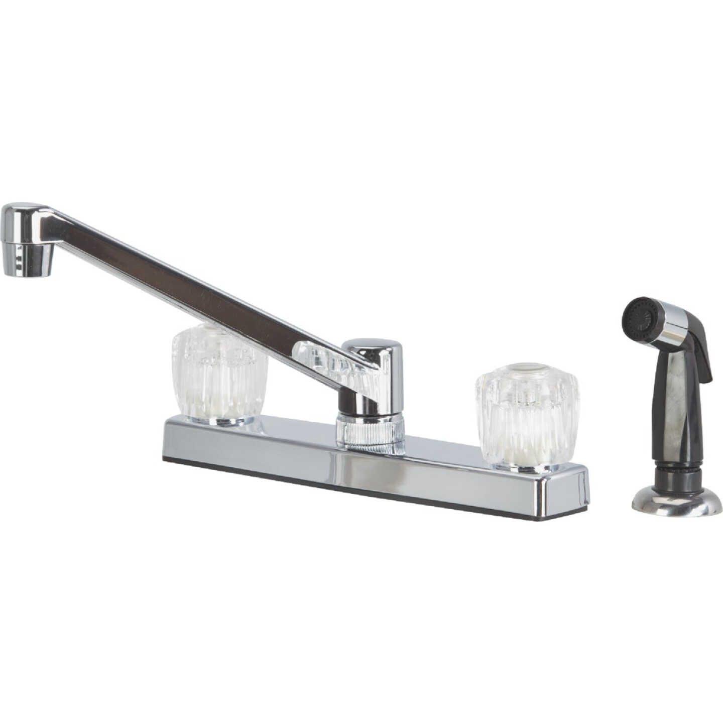 Home Impressions 2-Handle Knob Non-Metallic Kitchen Faucet with Chrome Side Spray, Chrome Image 1