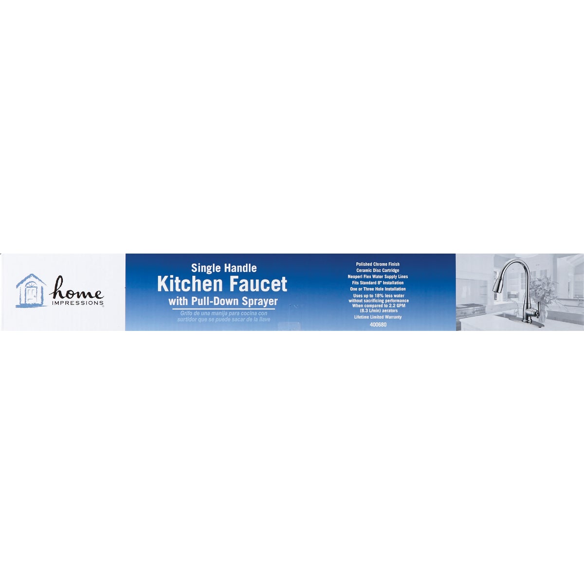 Home Impressions 1-Handle Lever Pull-Down Kitchen Faucet, Chrome Image 2