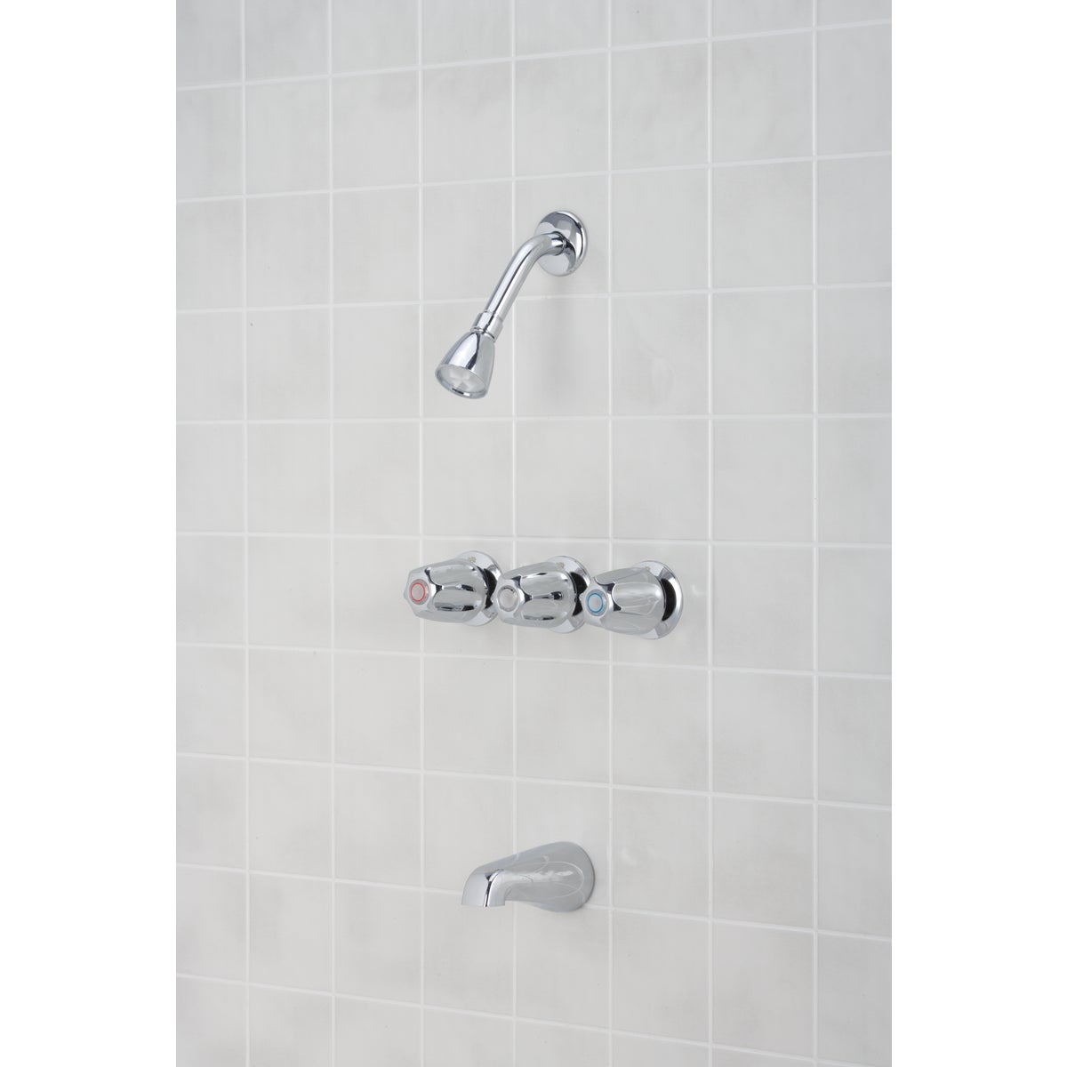 Home Impressions Chrome 3-Handle Metal Knob Tub & Shower Faucet Image 2