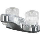 Home Impressions 2-Handle Knob 4 In. Centerset Non-Metallic Bathroom Faucet with Pop-Up, Chrome Image 1