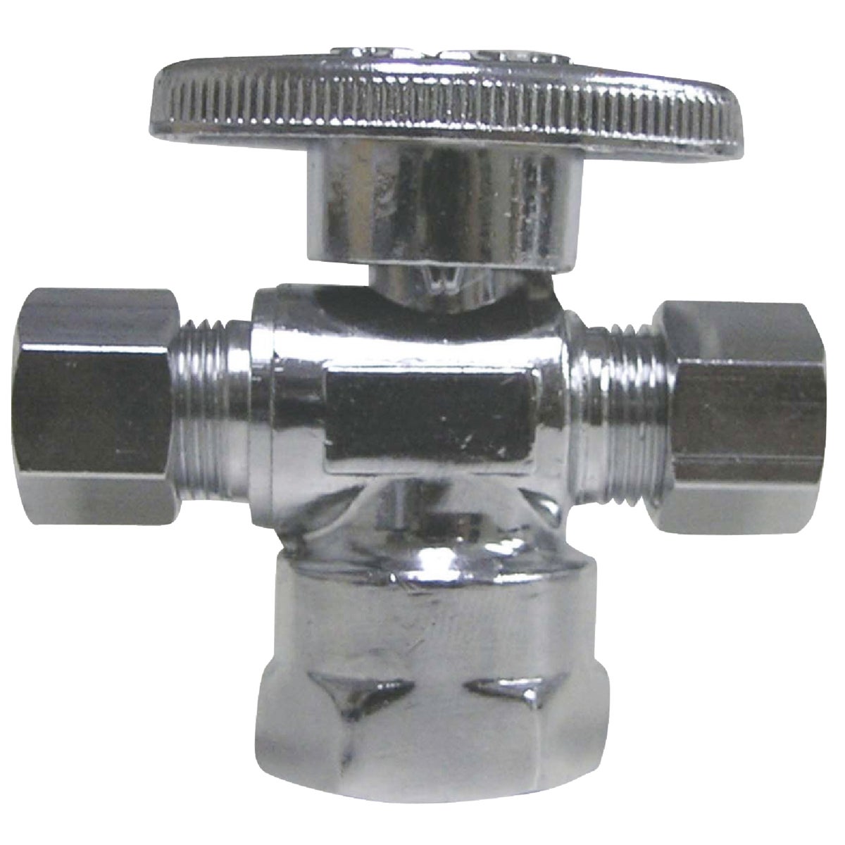 ProLine 1/2 In. FIP x 3/8 In. C x 3/8 In. C Chrome Plated Brass Dual Outlet Stop