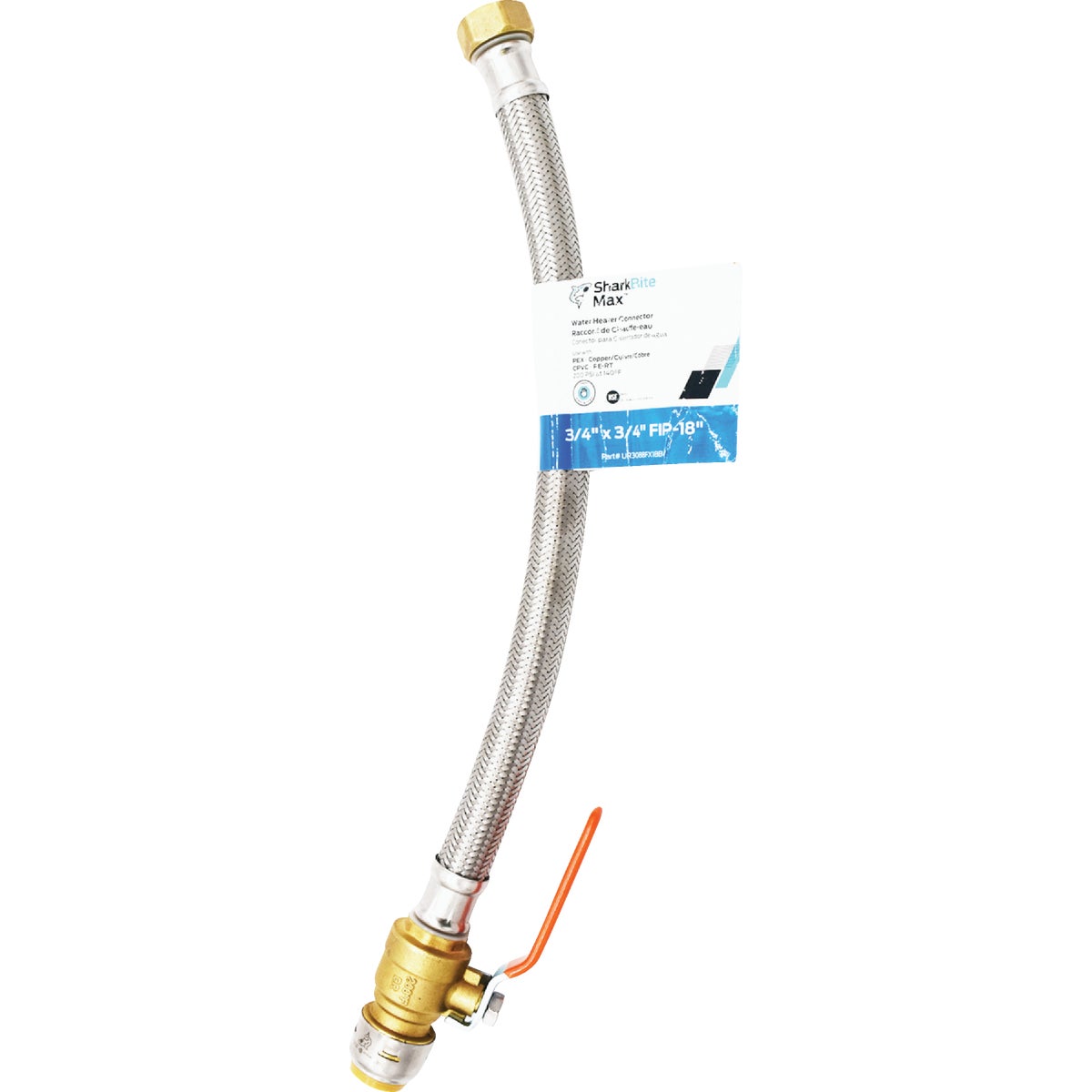 SharkBite 3/4 In. BV x 3/4 In. FIP x 18 In. L Stainless Steel Flex Water Heater Low Lead Ball Valve Image 6