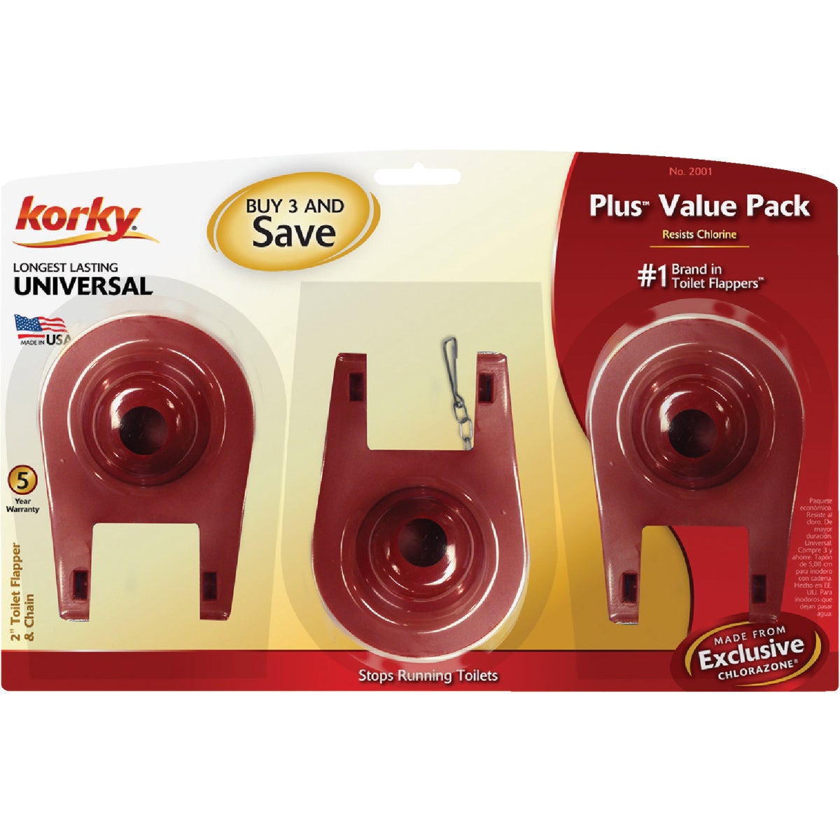 Korky Universal Premium Rubber Toilet Flapper, (3-Pack) Image 2
